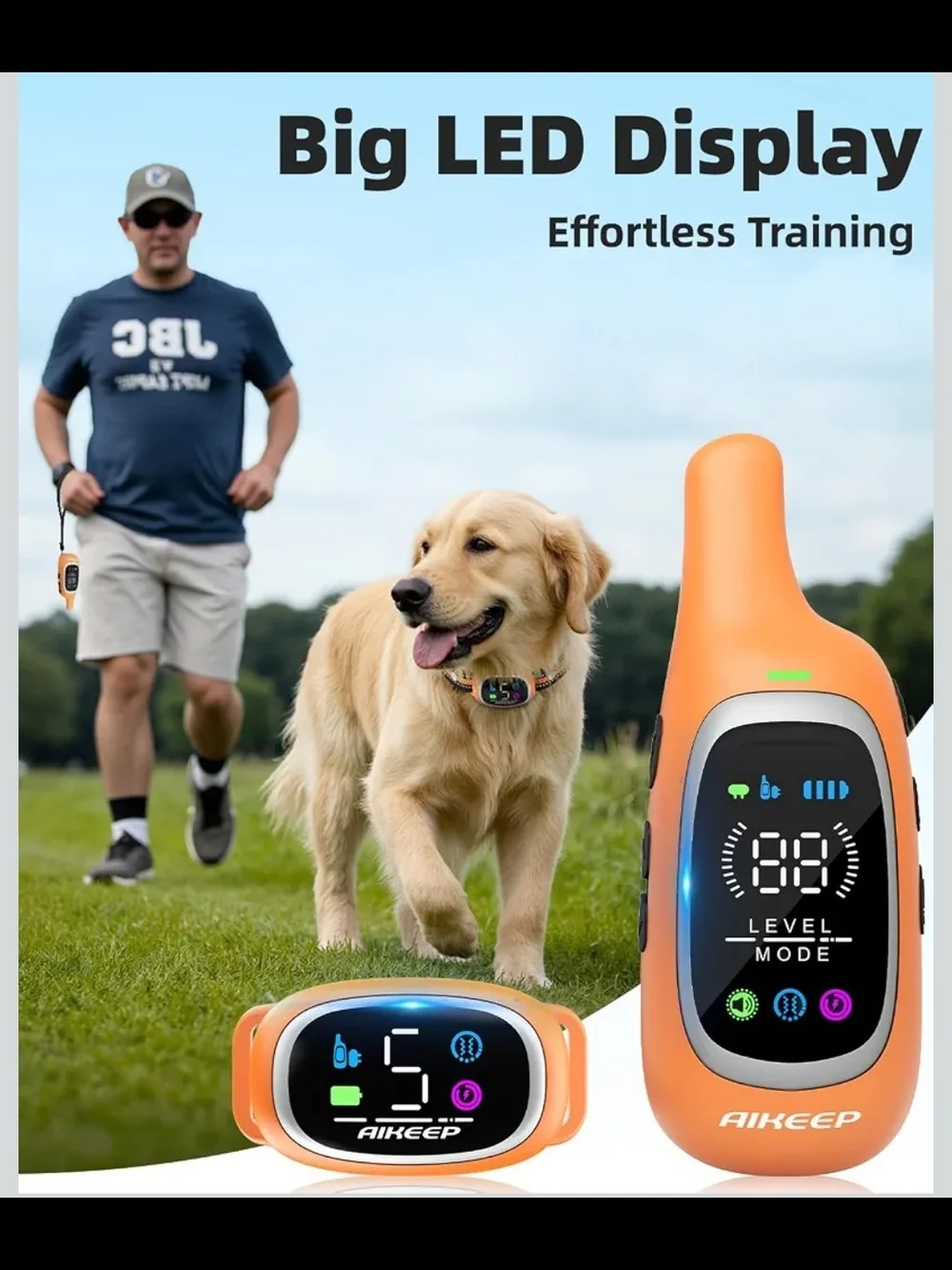 AIKEEP 2-in-1 Dog Training Collar Bark Collar Remote 3300FT IP67 Waterproof